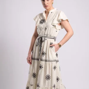 Vestido Camisero Boho Aria Marfil